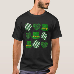 T-shirt Love Heart Shamrock Green Lucky Happy St Patrick's