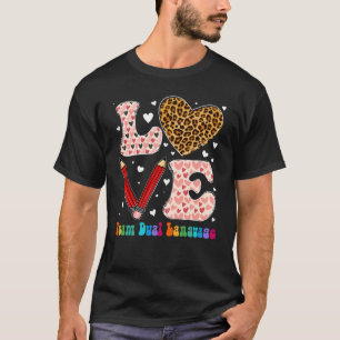 T-shirt Love Heart Team Double Langue Leopard Plaid Valent