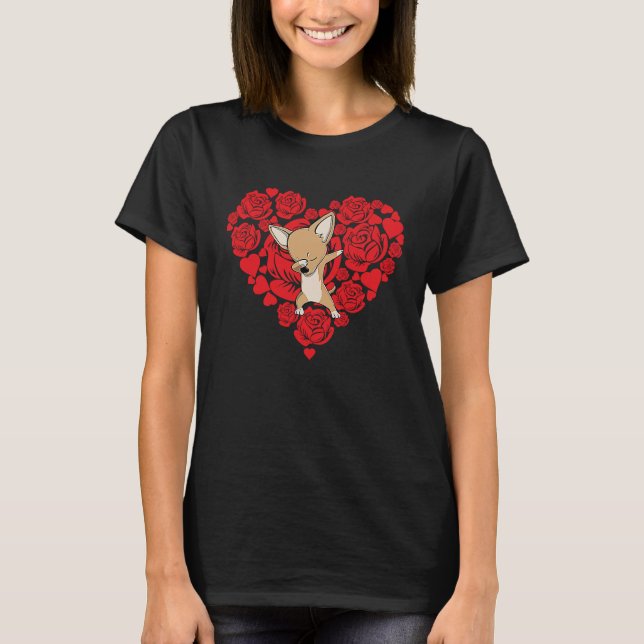 T-shirt Love Heart Valentine's Day Roses Chihuahua Boys Ki (Devant)