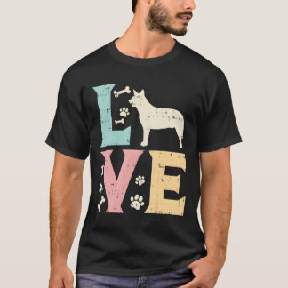 T-shirt Love Heeler Animal Animaux Animaux Bleus Rouge Chi
