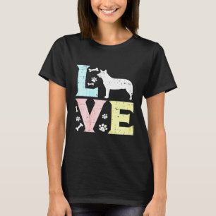 T-shirt Love Heeler Animal Compagnon Bleu Rouge Bétail Chi