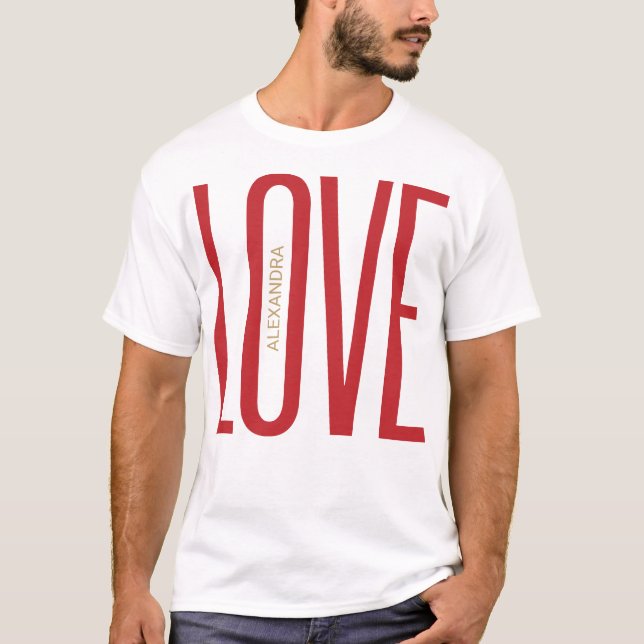 T-shirt Love High Lettres Monogram Rouge Or Clean Design (Devant)