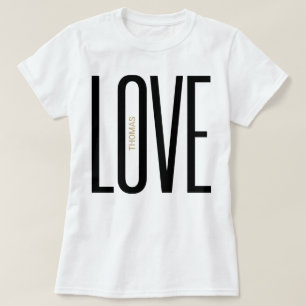 T-shirt Love High Lettres Monogram White Gold Clean Design