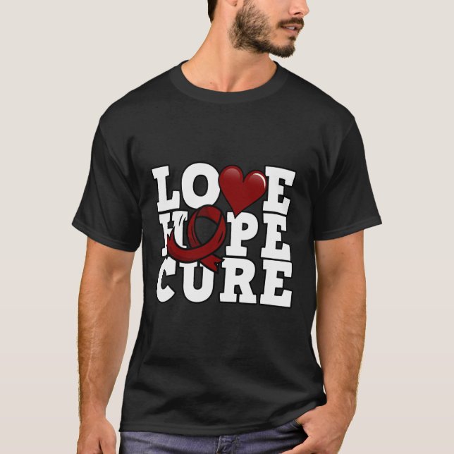 T-shirt Love Hope Cure - Sensibilisation aux cellules de f (Devant)
