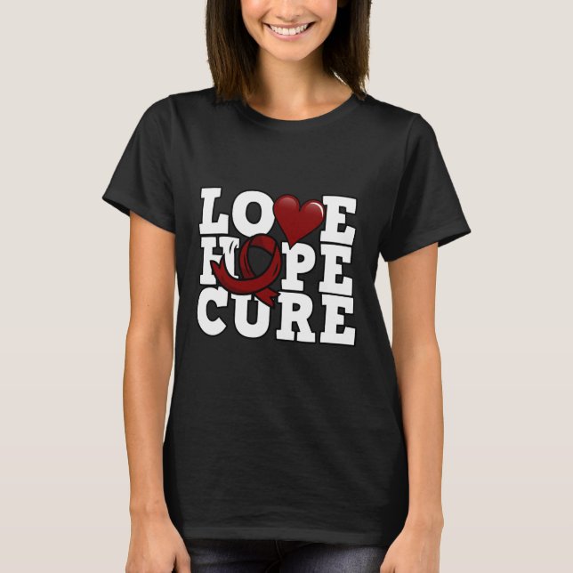 T-shirt Love Hope Cure - Sensibilisation aux cellules de f (Devant)