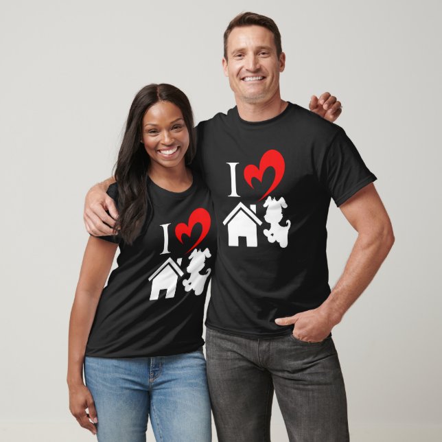 T-shirt Love House Chien coeur Valentines jour Chien Aime  (Unisexe)