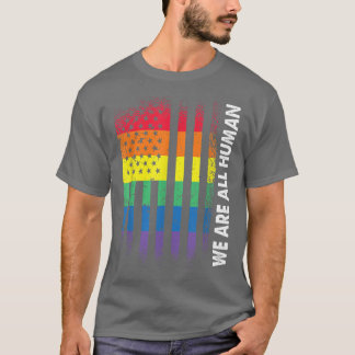 T-shirt Love Human American Flag Rainbow Gay LGBTQ LGBT Pr