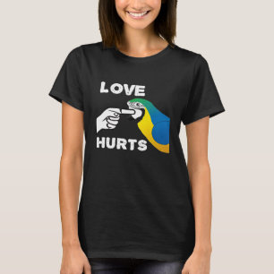 T-shirt Love Hurts Blue and Gold Macaw Parrot Premium T-Sh