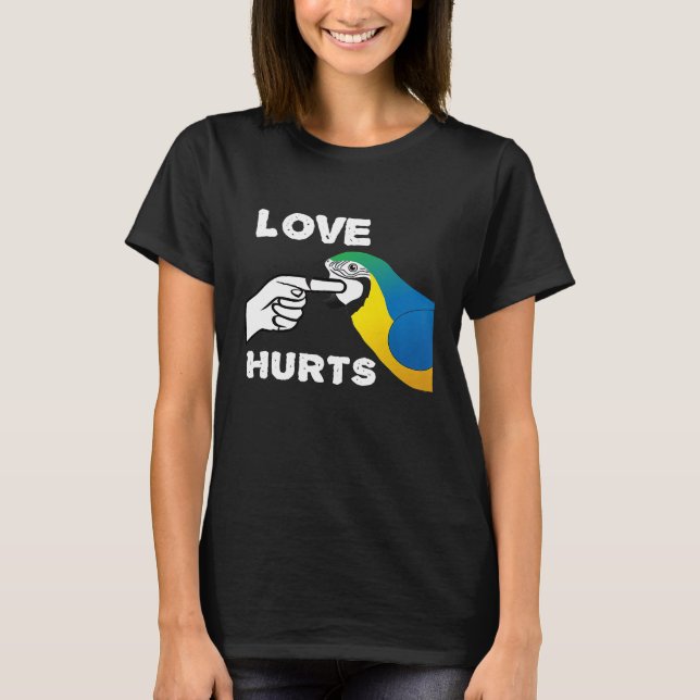 T-shirt Love Hurts Blue et Gold Macaw Parrot Premium T-Sh (Devant)