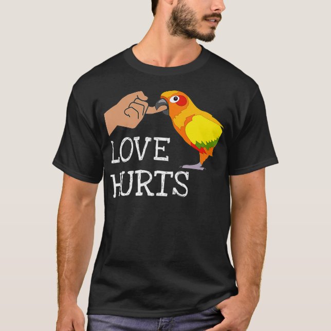 T-shirt Love Hurts Sun Conure For Sun Conure Parrot (Devant)