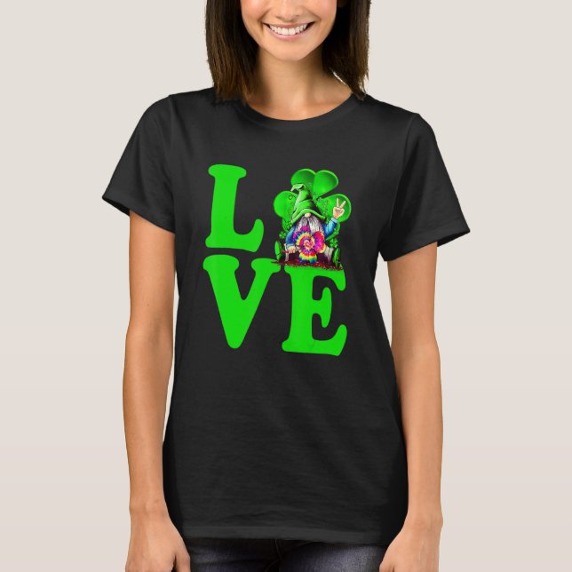 T-shirt Love Irish Gnome Cravate Shamrock St Patrick Day H (Devant)
