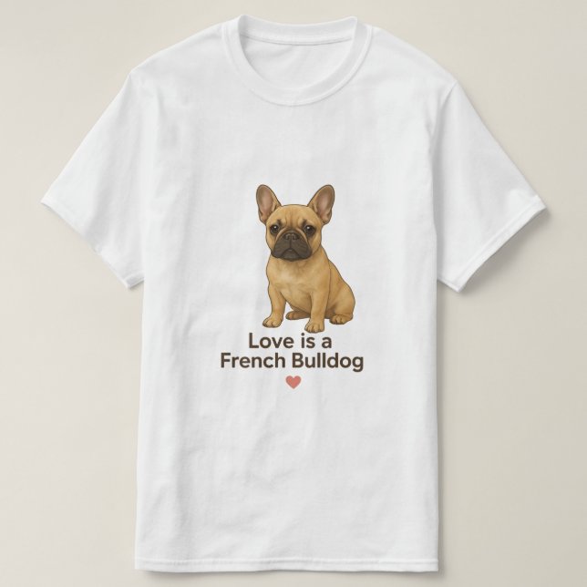 T-shirt Love is a French Bulldog – Cute Realistic Frenchie (Design devant)