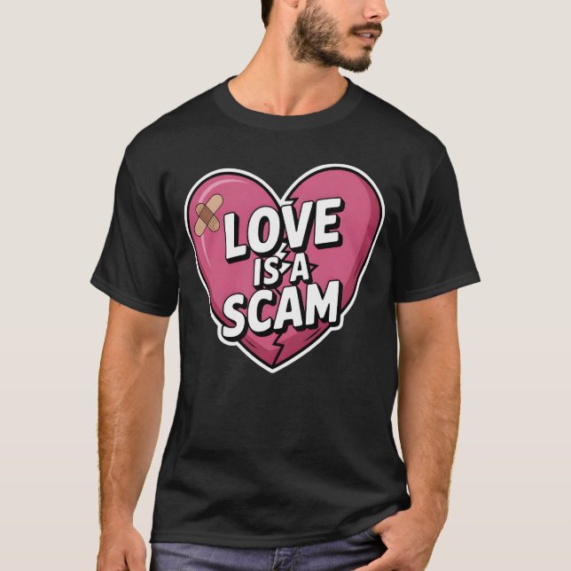 T-shirt Love Is a Scam Anti Valentine Heart (Devant)