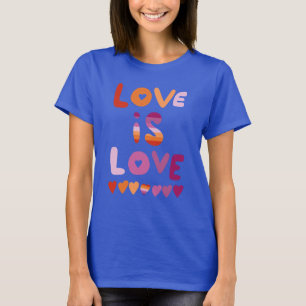 T-shirt LOVE IS LOVE Colorful Pink Purple Lesbian Pride