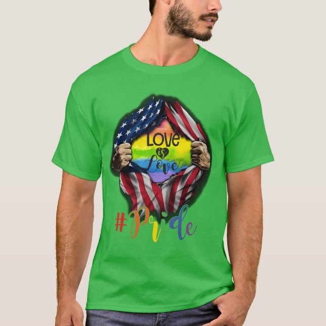 T-shirt Love is Love Pride LGBT Supports American Flag boy (Devant)