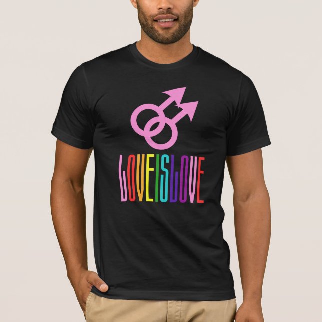 T-shirt Love is Love Rainbow Text LGBTQ Gay pride (Devant)