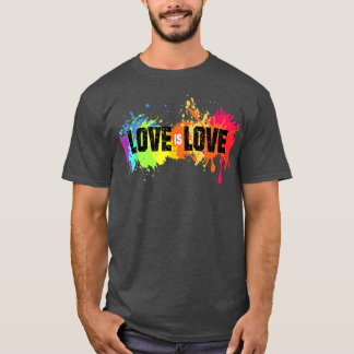 T-shirt Love Is Love Shirt Rainbow Splatter LGBT Pride Gay