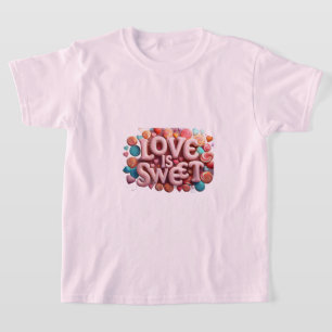 T-shirt Love Is Sweet Saint-Valentin Mariage Typographie