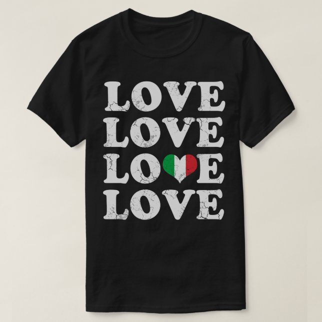 T-shirt Love Italian Flag Heart Italie Italia (Design devant)