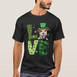 T-shirt Love Jack Russell Terrier Leopard Shamrock St Part