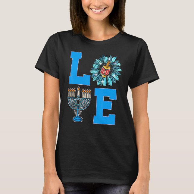T-shirt Love Jewish Daisy Hanoukka Chanukah Femmes Filles  (Devant)
