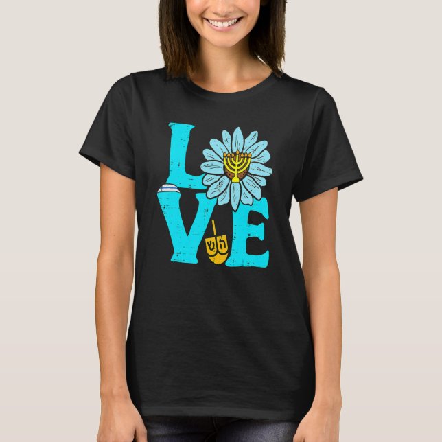 T-shirt Love Jewish Daisy Hanukkah Pajamas Chanukah PJs Wo (Devant)