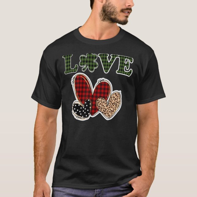 T-shirt Love Jour de la Saint Patrick Leopard Lucky Shamro (Devant)
