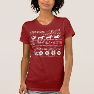 T-shirt Love Joy Peace Scotties Christmas Holiday Dogs