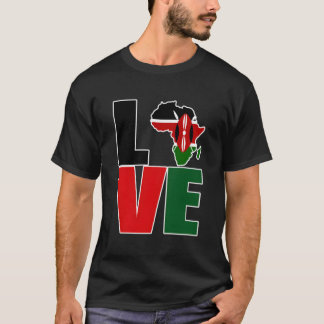 T-shirt Love Kenya Avec Drapeau Kenyan En Afrique Carte Ke