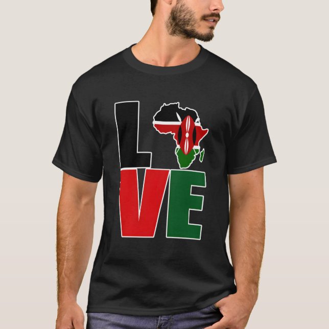 T-shirt Love Kenya Avec Drapeau Kenyan En Afrique Carte Ke (Devant)