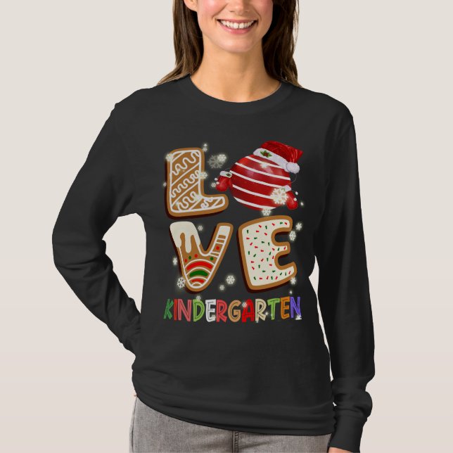 T-shirt Love Kindergarten Enseignant Étudiants Noël (Devant)