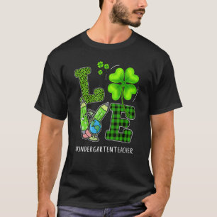 T-shirt LOVE Kindergarten Enseignant Shamrock Leopard St P