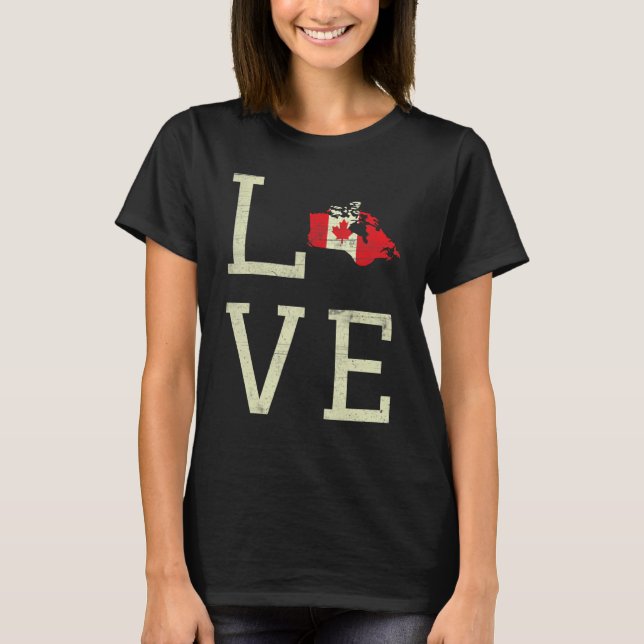 T-shirt Love Land Map Fête du Canada Maple Fier Drapeau ca (Devant)