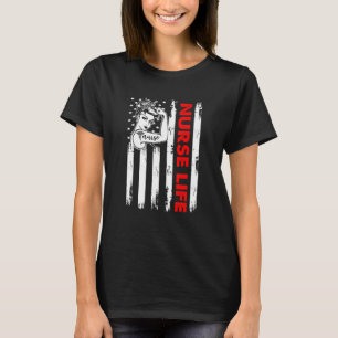 T-shirt Love Life Nurse 4 juillet American Flag Patrioti