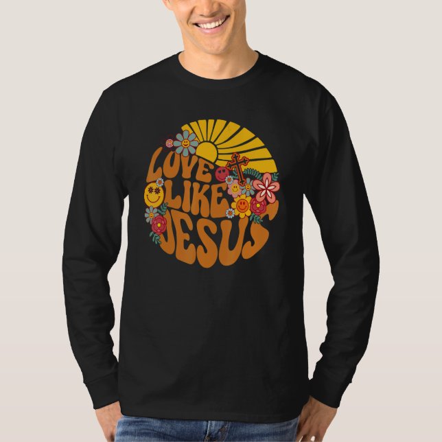 T-shirt Love Like Jesus Religious God Christian Words On B (Devant)