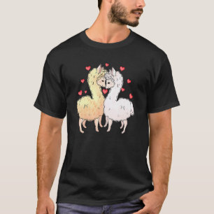 T-shirt Love Llama Couples Coeurs Retro Super les années 7