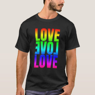 T-shirt Love Love Love LGBT Femmes Hommes Rainbow Human Lo