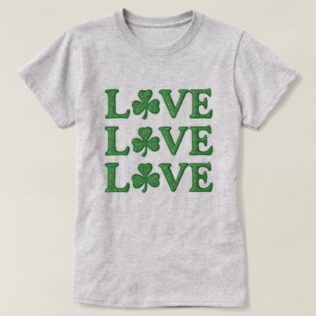 T-shirt Love Love Love Love Shamrock St Patrick's Day (Design devant)