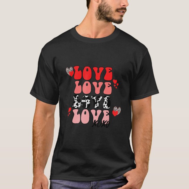 T-shirt Love Love Love Love Xoxo Heureuse Sainte-Valentin  (Devant)