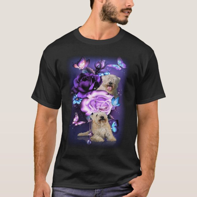 T-shirt Love Magical Wheaten terrier violet Rose Flower B (Devant)
