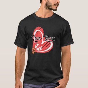 T-shirt Love Mama mignonne Coeur Flower Pieds bébé attente