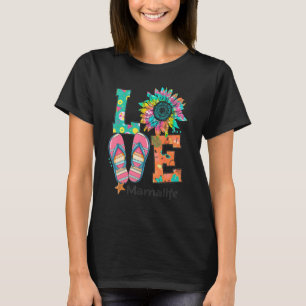 T-shirt Love Mama Vie Flip Flops Hippie Tournesol été