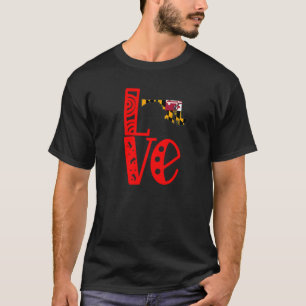 T-shirt Love Maryland En Lettres En Bloc