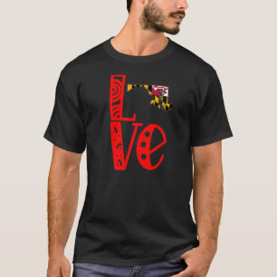T-shirt Love Maryland En Lettres En Bloc