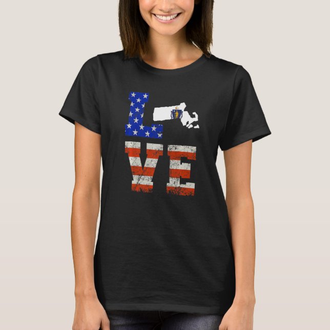 T-shirt Love Massachusetts (Devant)