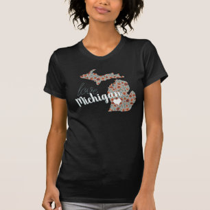 T-shirt Love Michigan The Mitten State Poppy Floral