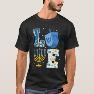 T-shirt LOVE Mignonne Hanoukka Décorations Dreidel Menora