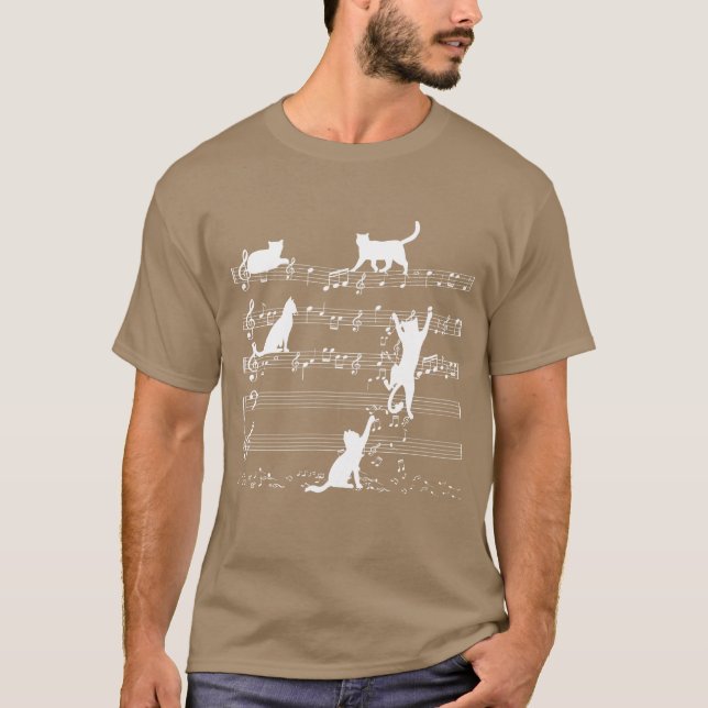 T-shirt Love Music Chat Jouer sur des notes musicales Musi (Devant)