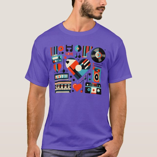 T-shirt Love Music Ornament rétro (Devant)