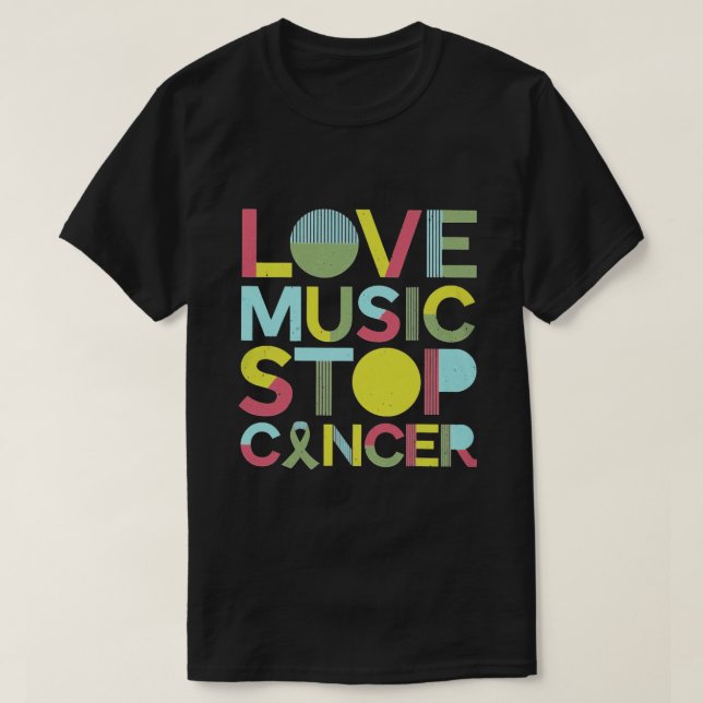 T-shirt Love Music Stop Cancer St Jude Music (Design devant)